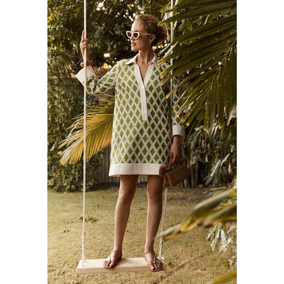 TUCKERNUCK Kelly Green Crochet Collier Dress Size S NWT Retail $198 Tuckernuck - Picture 9 of 10